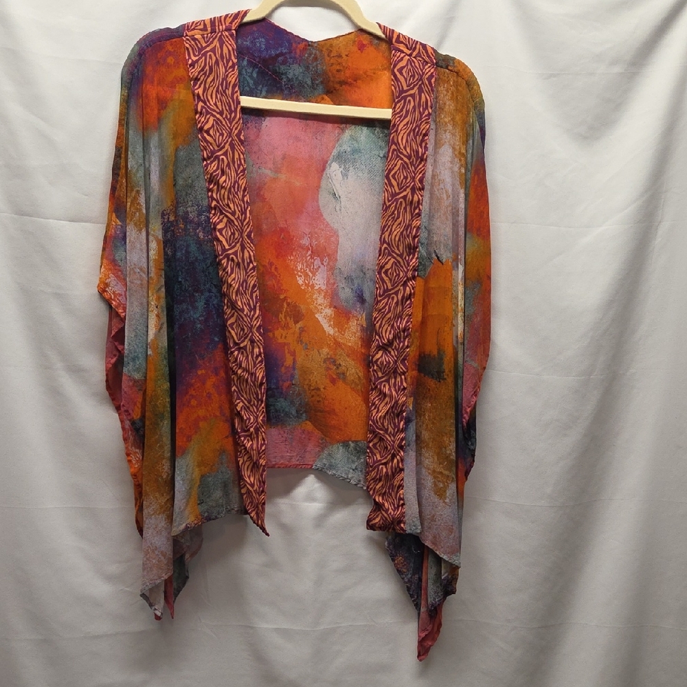 Soft Surroundings Sheer Kimono Colorful Beachwear